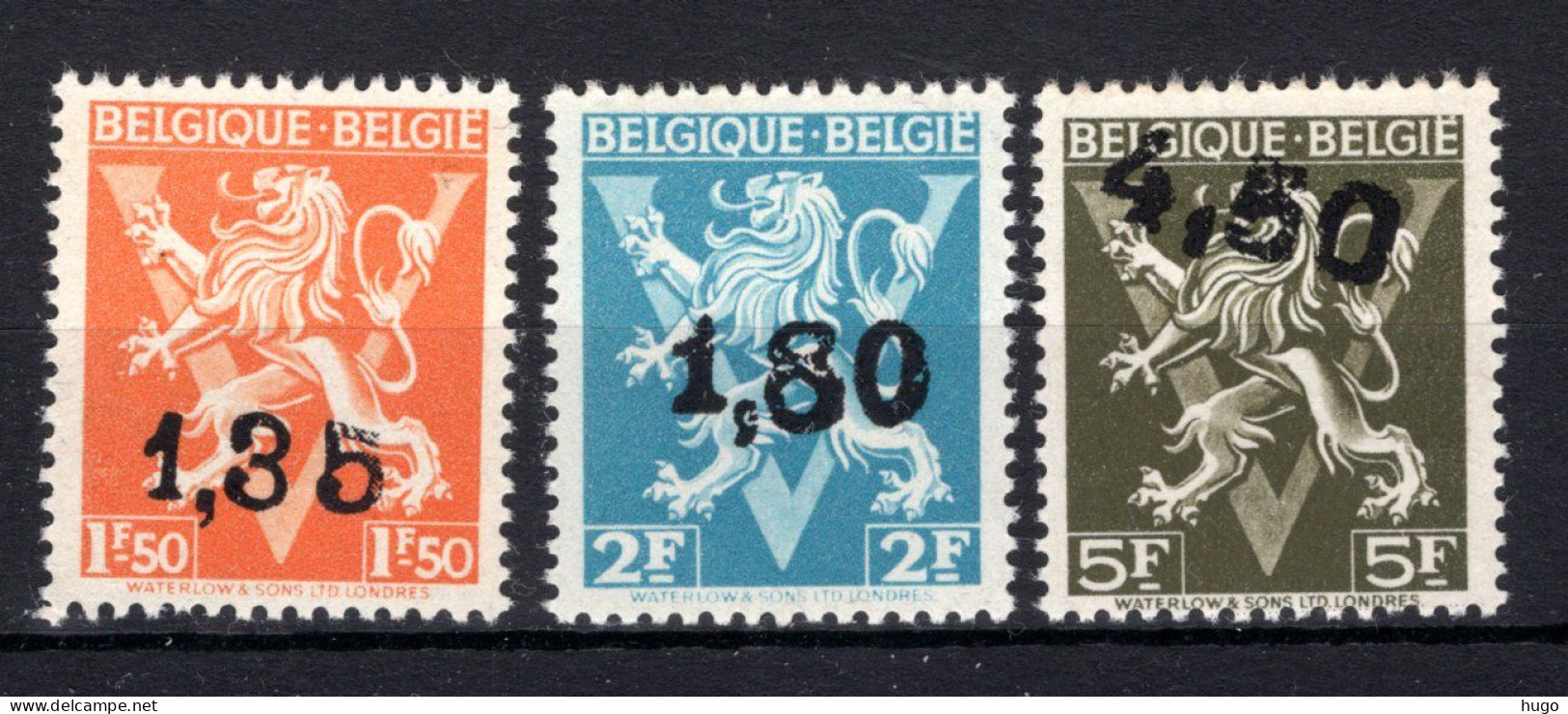 724DD/724FF MNH** 1946 - Heraldieke Leeuw Belgique - België - Sot - 1946 -10%