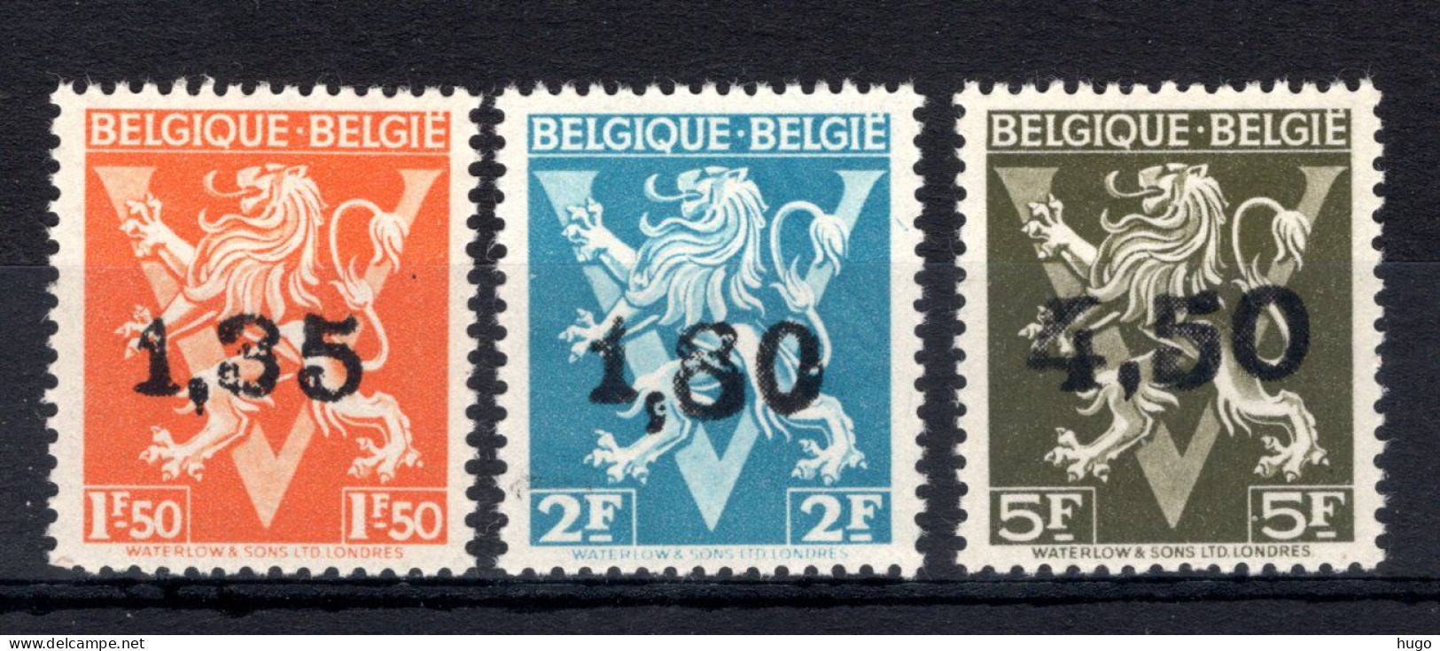 724DD/724FF MNH** 1946 - Heraldieke Leeuw Belgique - België - 1946 -10%