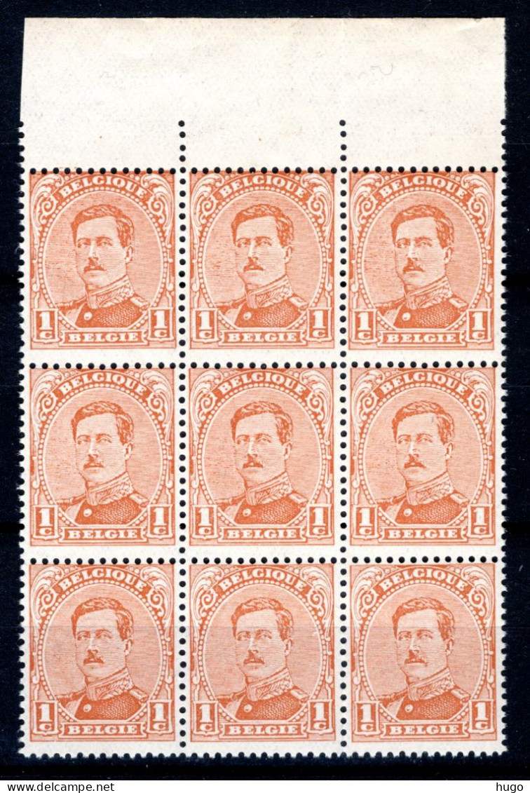 135A MNH 1919 -  Type II Z.M. Koning Albert 1 (9 Stuks)-1 - 1915-1920 Alberto I