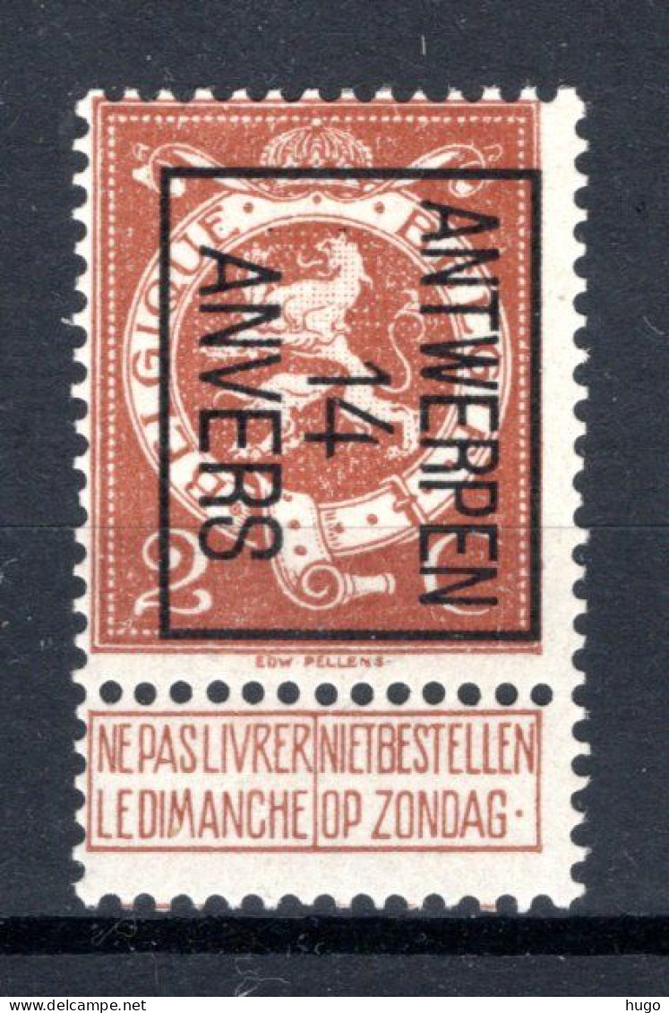 PRE49B MNH** 1914 - ANTWERPEN 14 ANVERS - Typografisch 1912-14 (Cijfer-leeuw)
