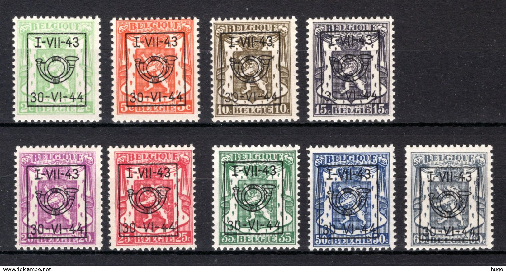 PRE502/510 MNH** 1943 - Klein Staatswapen Opdruk Type D - REEKS 25 - Typos 1936-51 (Petit Sceau)