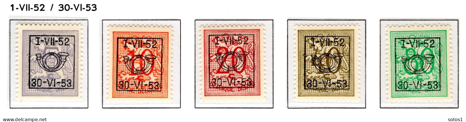 PRE625/629 MNH** 1952 - Cijfer Op Heraldieke Leeuw Type D - REEKS 43 - Typo Precancels 1951-80 (Figure On Lion)