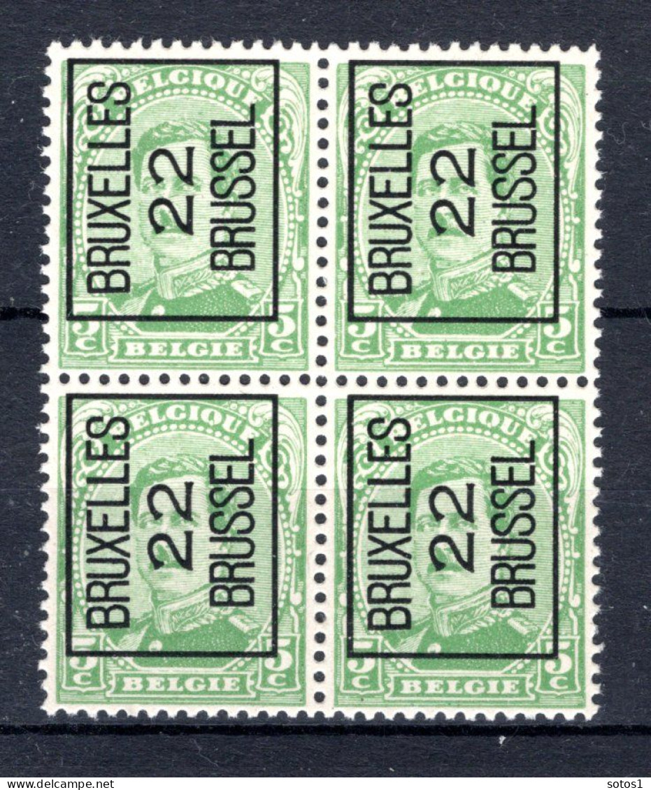 PRE60A MNH** 1922 - BRUXELLES 22 BRUSSEL (4 Stuks)  - Typografisch 1922-26 (Albert I)