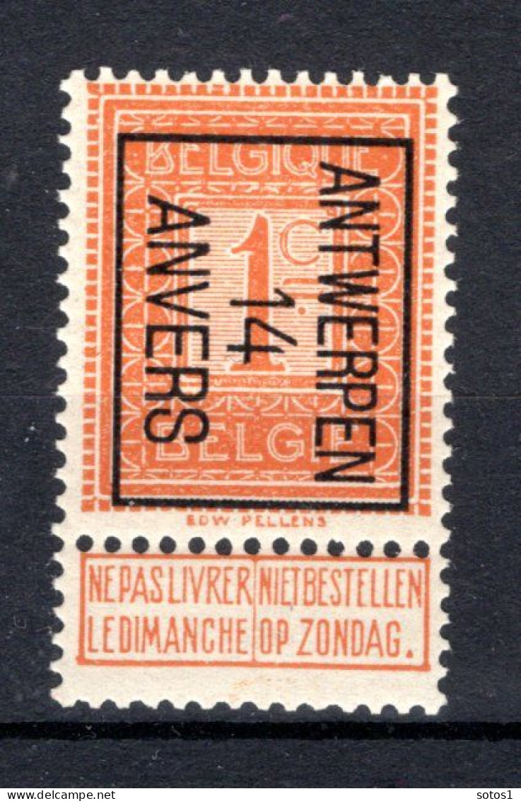 PRE44B MNH** 1912 - ANTWERPEN 14 ANVERS - Typografisch 1912-14 (Cijfer-leeuw)