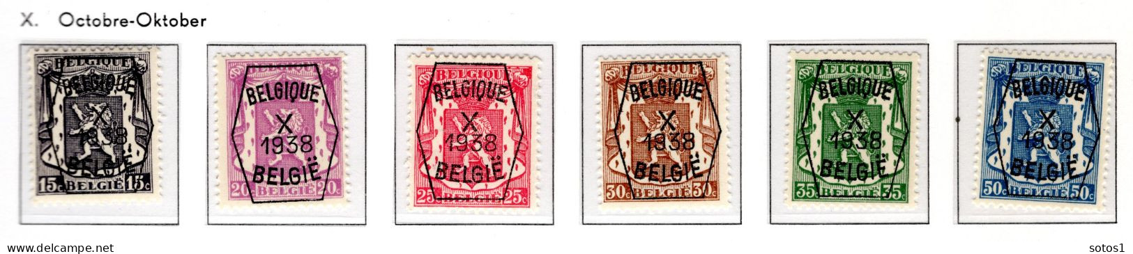 PRE387/392 MNH** 1938 - Klein Staatswapen X Opdruk Type A - REEKS 10 - Typo Precancels 1936-51 (Small Seal Of The State)