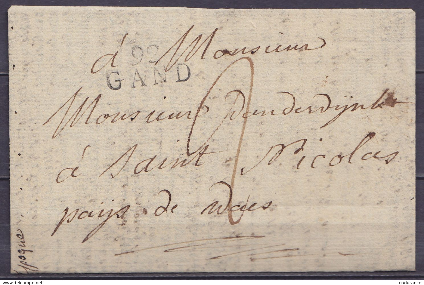 L. Datée De 23 Octobre 1809 De GAND Pour SAINT-NICOLAS Pays De Waes - Griffe "92/ GAND" - Port "2" - 1794-1814 (French Period)