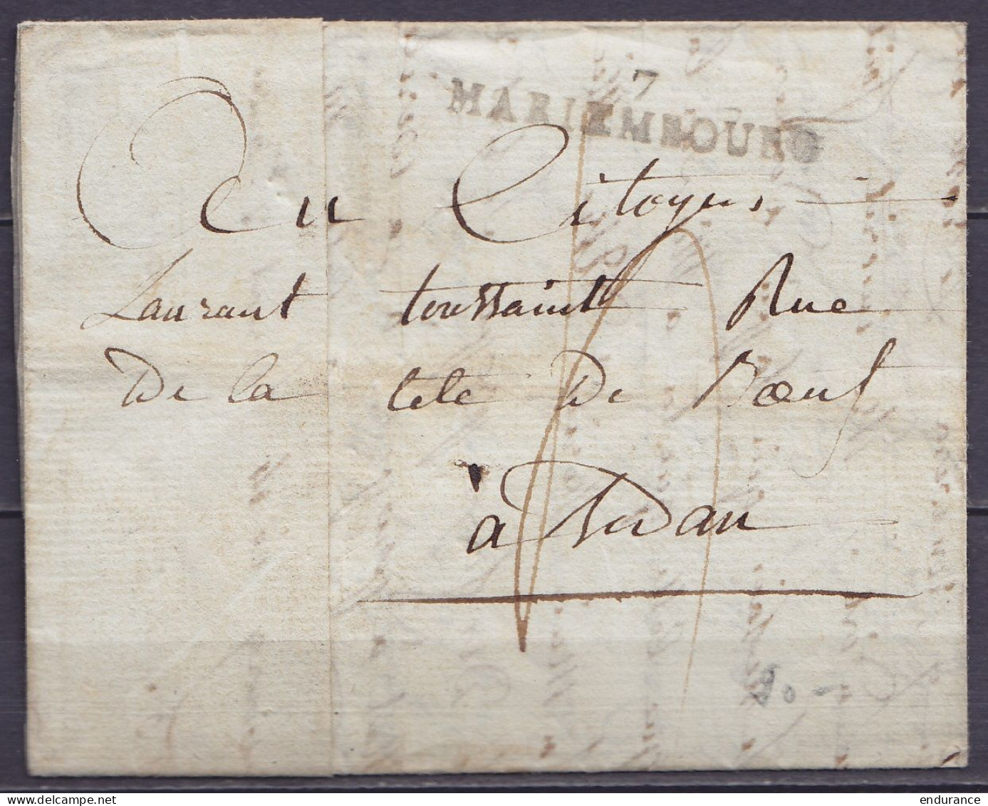 L. Datée 14 Floréal An 7 (3 Mai 1799) Du Capitaine De La Garde De MARIEMBOURG Pour SEDAN - Griffe "7/ MARIEMBOURG" - Por - 1794-1814 (French Period)