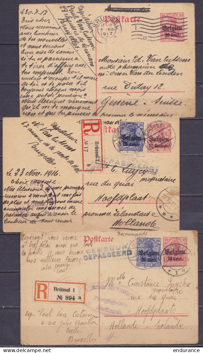 Lot De 6 EP CP Occupation Allemande 1916 & & 1917 Pour HOOFDPLAAT Hollande & GENEVE Suisse - Voir Scans - Deutsche Besatzung