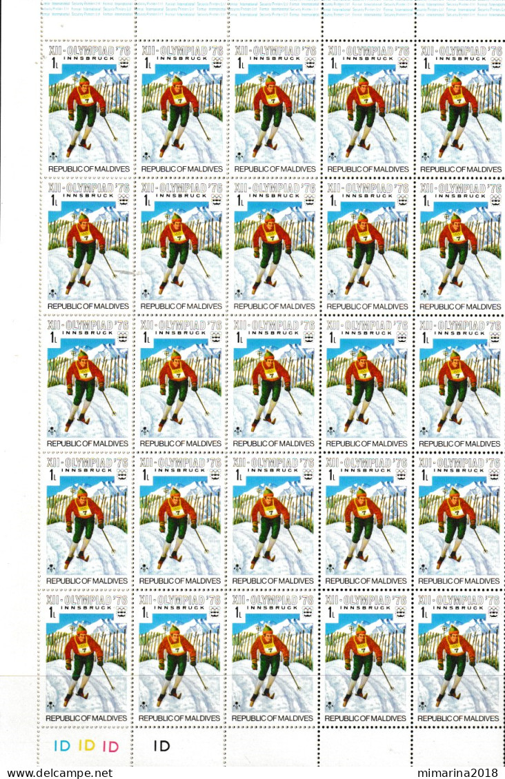 MALDIVES  1976  MNH  "JJ.OO. INNSBRUCK"   HOJA COMPLETA PLEGADA - Hiver 1976: Innsbruck