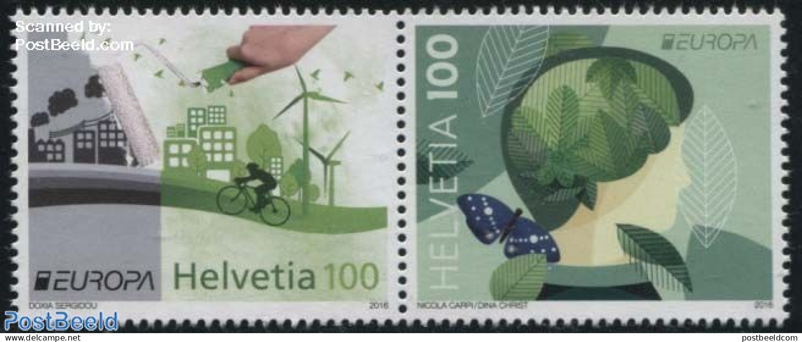 Switzerland 2016 Europa, Think Green 2v [:], Mint NH, History - Nature - Science - Sport - Various - Europa (cept) - B.. - Neufs
