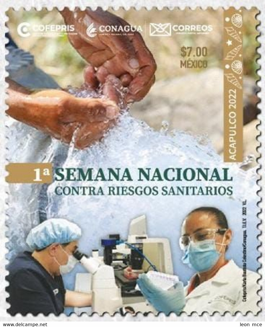 2022 MÉXICO  Semana Nacional De Protección Contra Riesgos Sanitarios, MNH  COVID 19 SANITARY RISK, WASHING HANDS - Messico