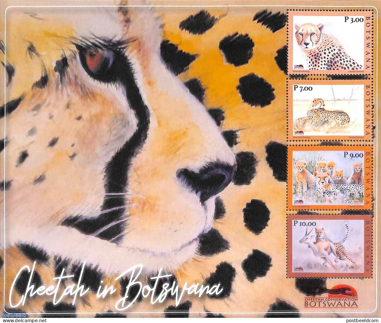 Botswana 2021 Cheetah's 4v M/s, Mint NH, Nature - Cat Family - Botswana (1966-...)