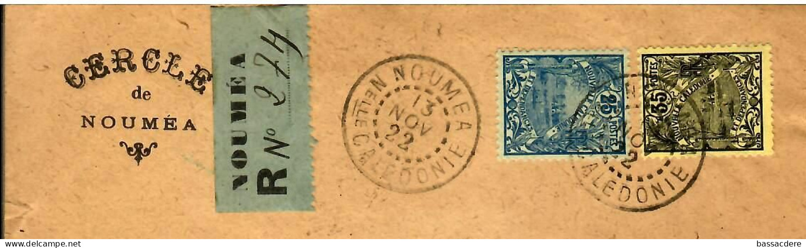 79175-  étiquette BLEUE Recommandée De NOUMEA - Storia Postale