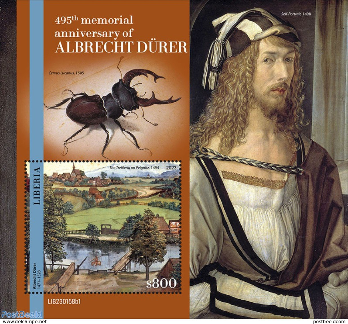 Liberia 2023 Albrecht Dürer, Mint NH, Nature - Religion - Insects - Christmas - Art - Dürer, Albrecht - Paintings - Noël