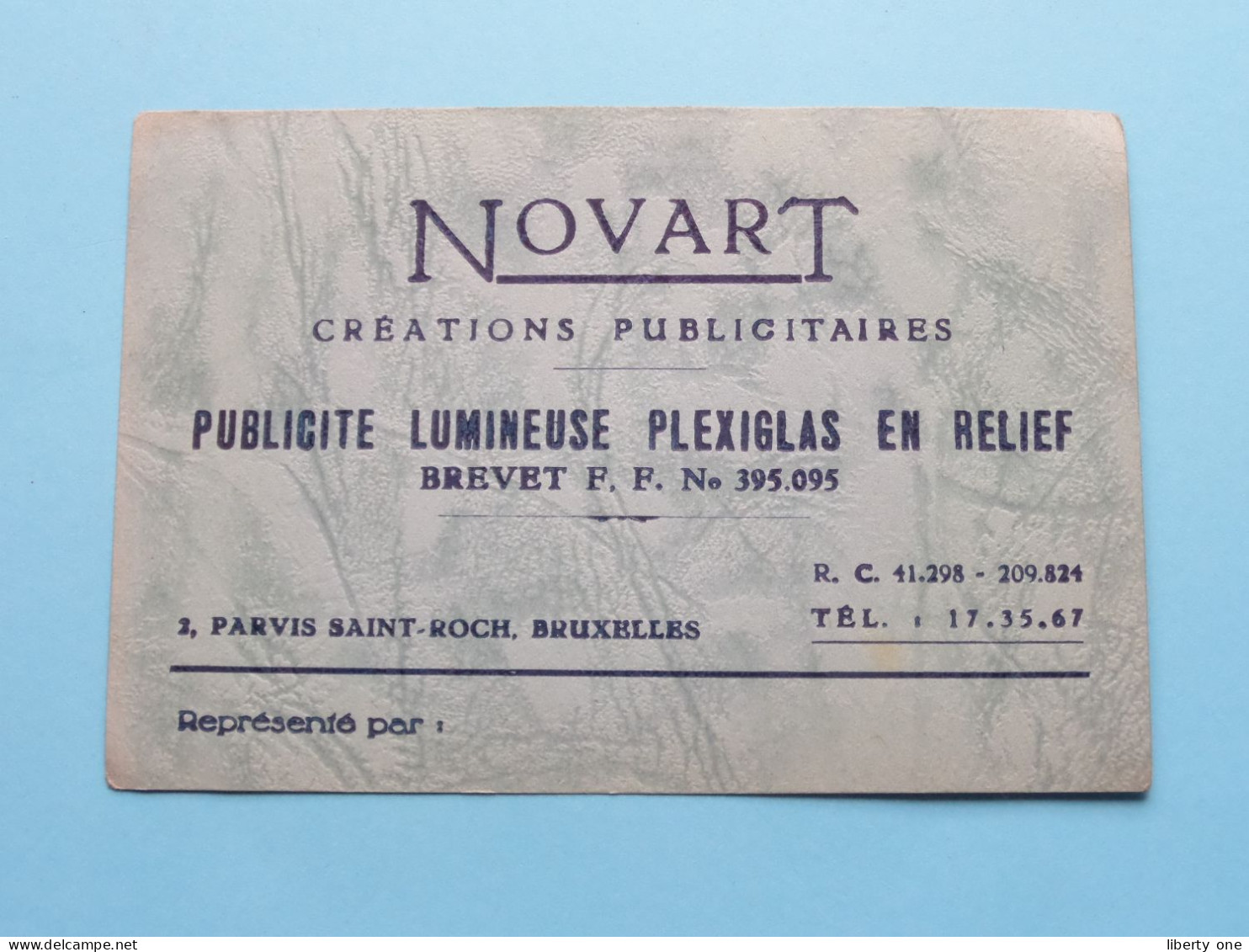 " NOVART " Créations Publicitaires Bruxelles ( Voir SCAN ) La Belgique ! - Cartoncini Da Visita