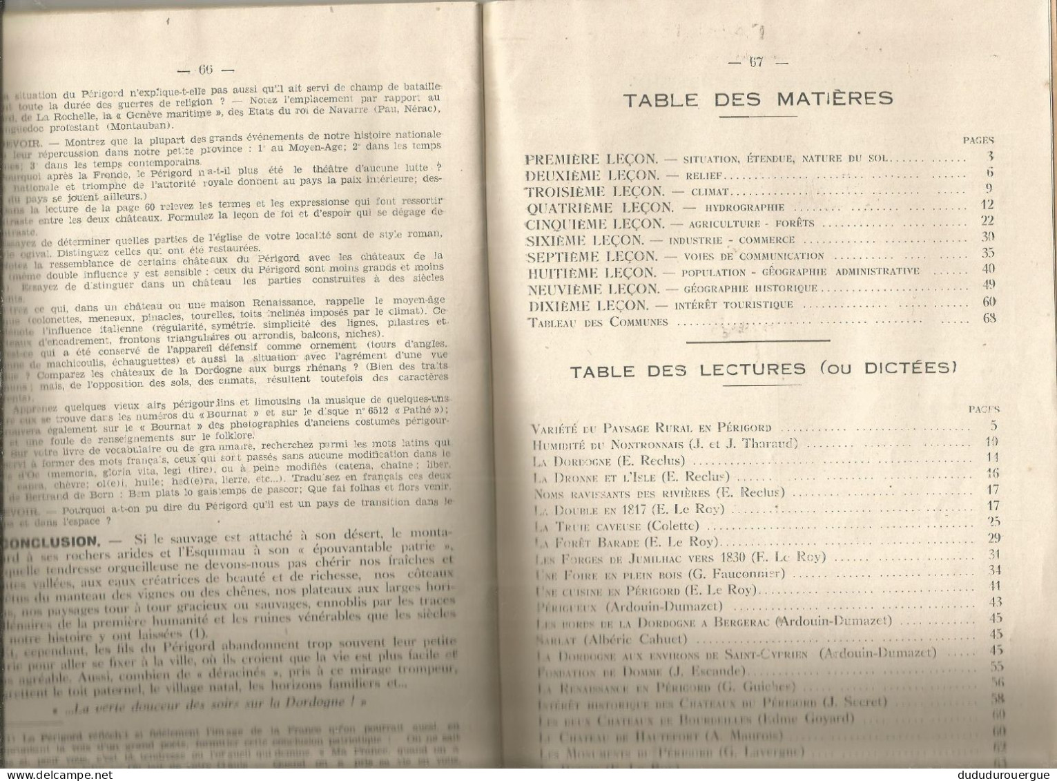 GEOGRAPHIE DE LA DORDOGNE , 5 ° EDITION 1941 - Aquitaine