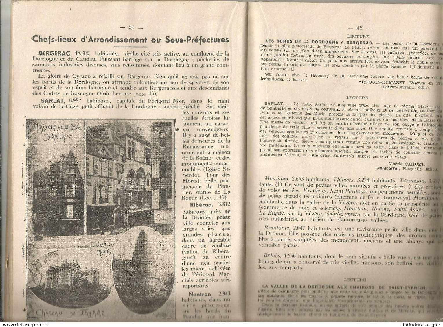 GEOGRAPHIE DE LA DORDOGNE , 5 ° EDITION 1941 - Aquitaine