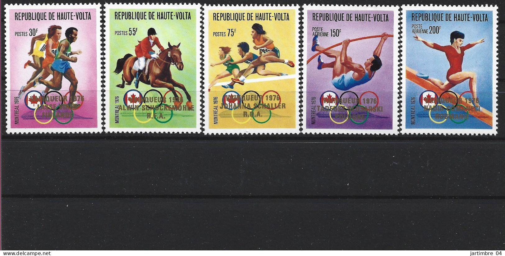 1977 HAUTE VOLTA 408-10+ PA 213-14** J.O Montréal , Vainqueurs, Comaneci - Alto Volta (1958-1984)