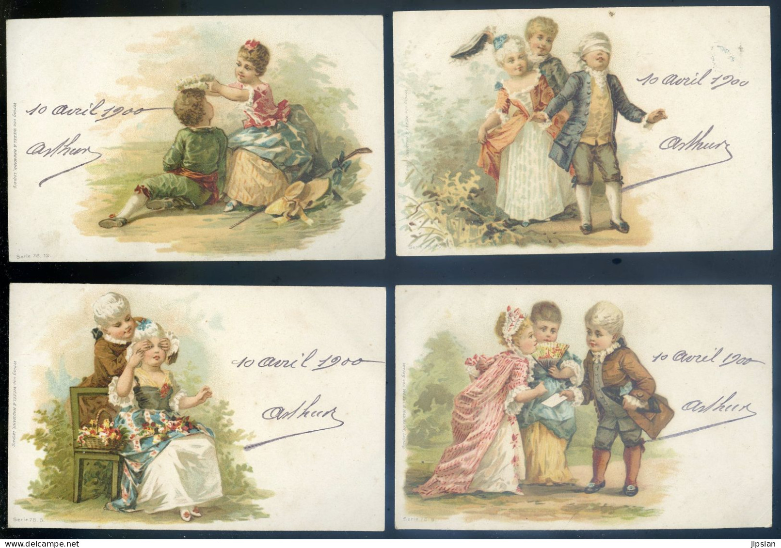 Lot De 4 Cpa Illustrateur Romantique éditeur Wezel & Naumann  Leipzig STEP117 - Before 1900