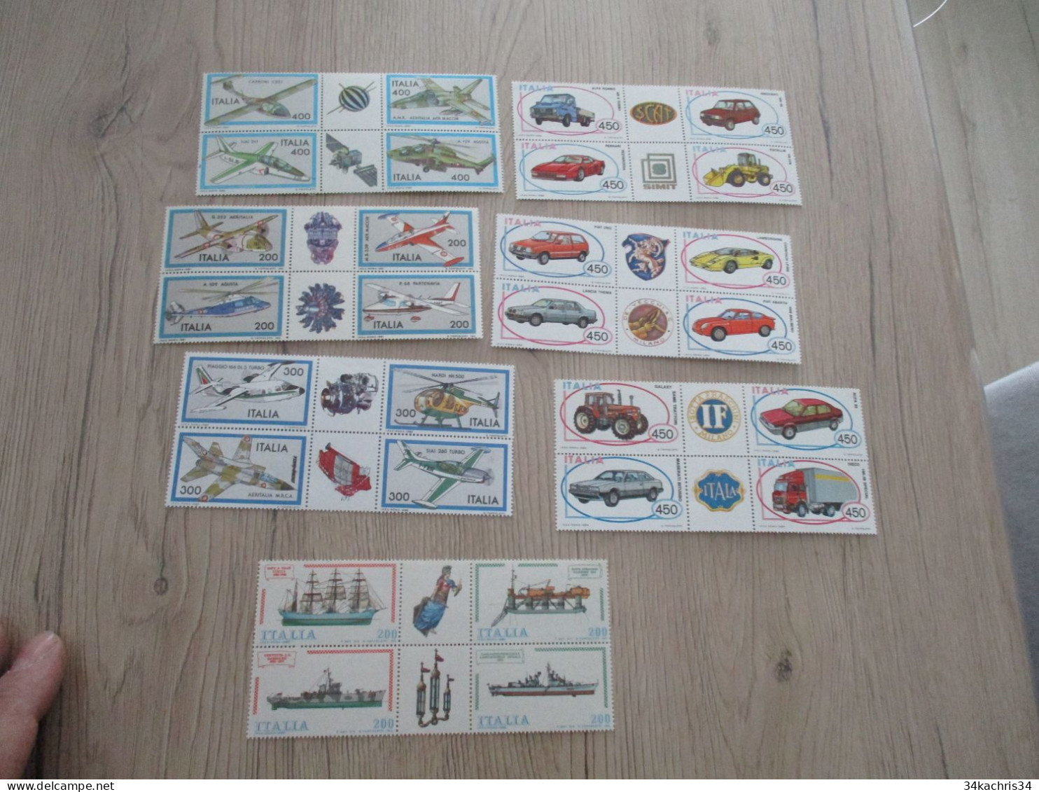 Italie Italia 7 Paires De Timbres Avec Inter Panneau Avion Air Plane Bateau Auto Automobile Neufs Sans Charnière - 1971-80: Mint/hinged