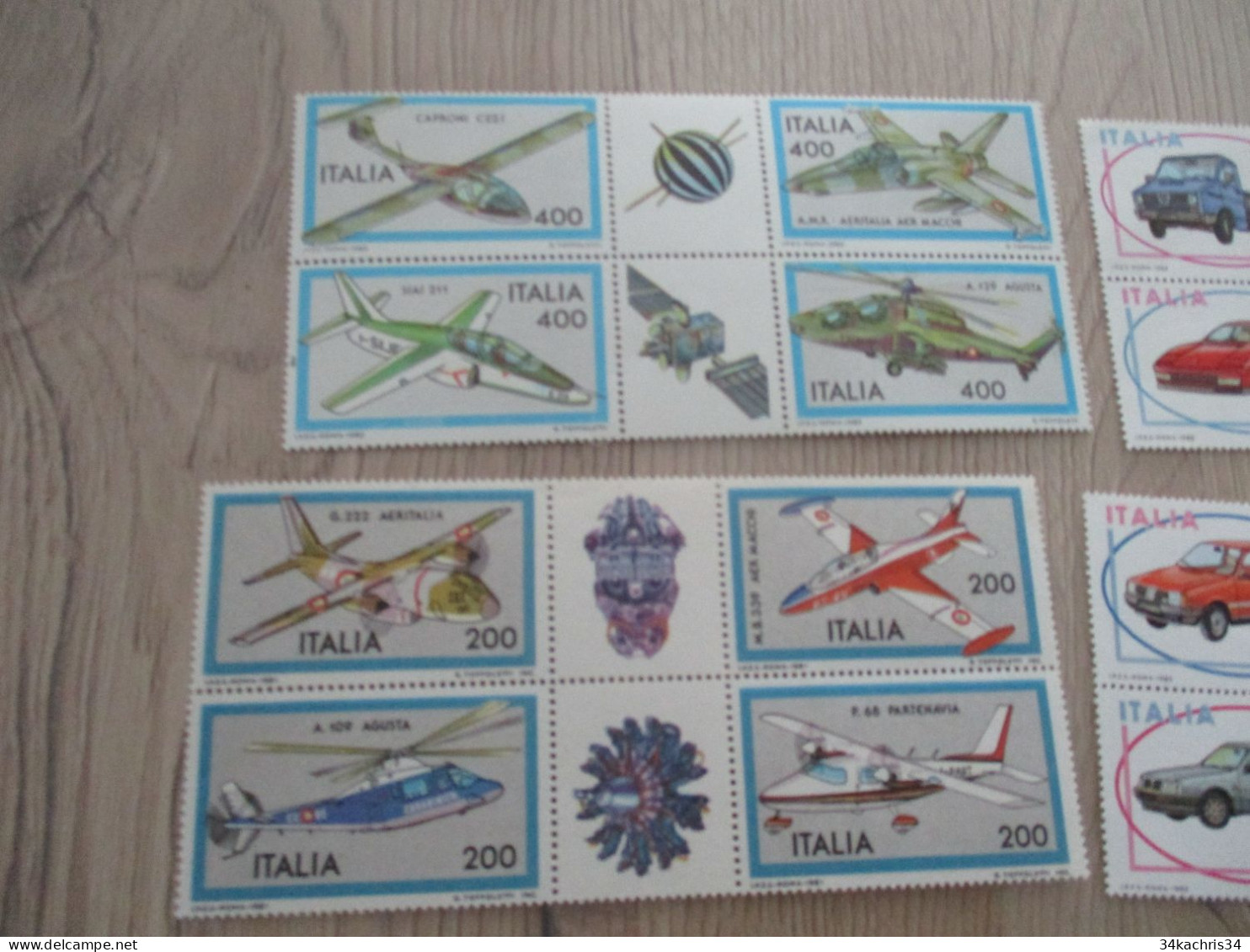 Italie Italia 7 Paires De Timbres Avec Inter Panneau Avion Air Plane Bateau Auto Automobile Neufs Sans Charnière - 1971-80: Nieuw/plakker