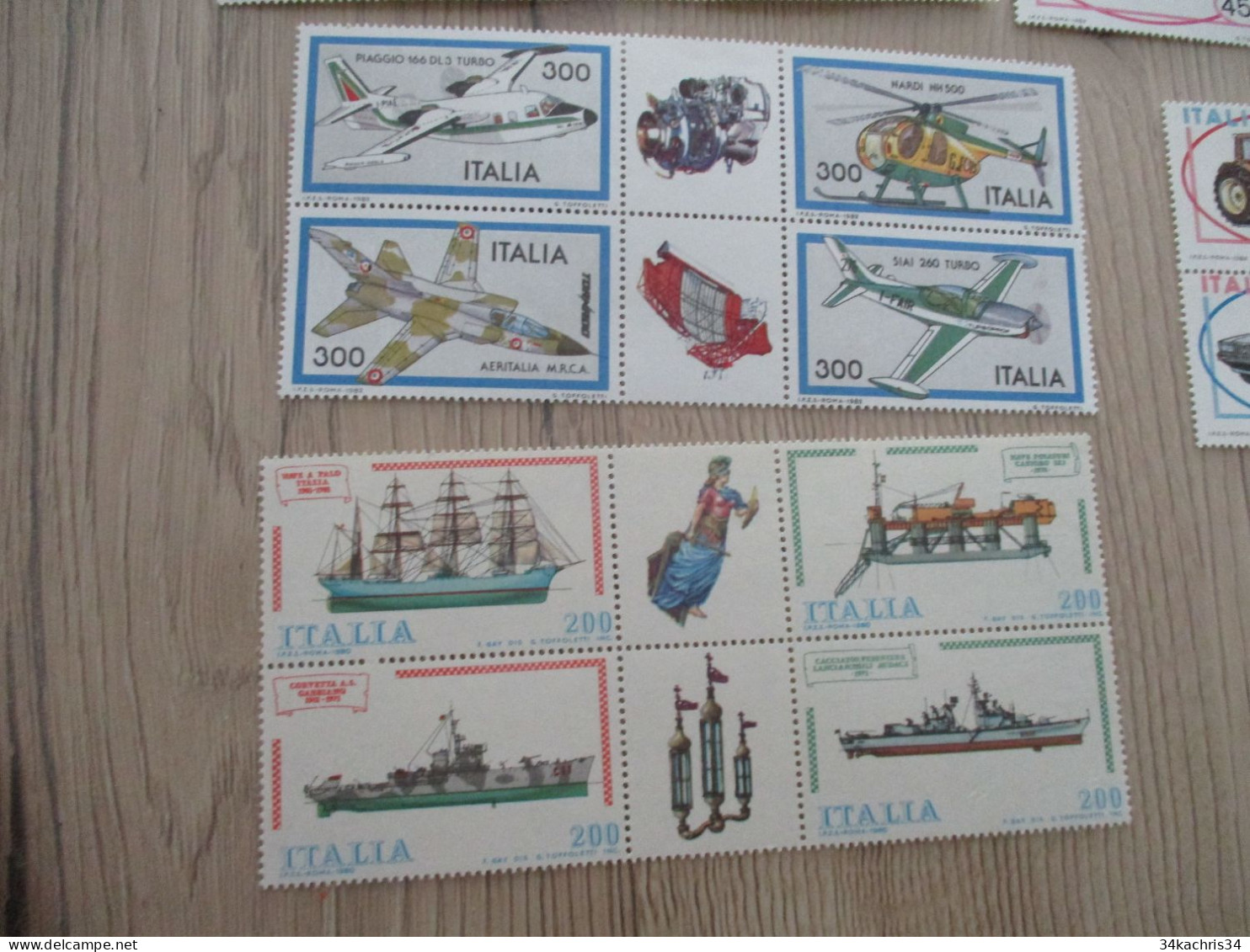 Italie Italia 7 Paires De Timbres Avec Inter Panneau Avion Air Plane Bateau Auto Automobile Neufs Sans Charnière - 1971-80: Ungebraucht