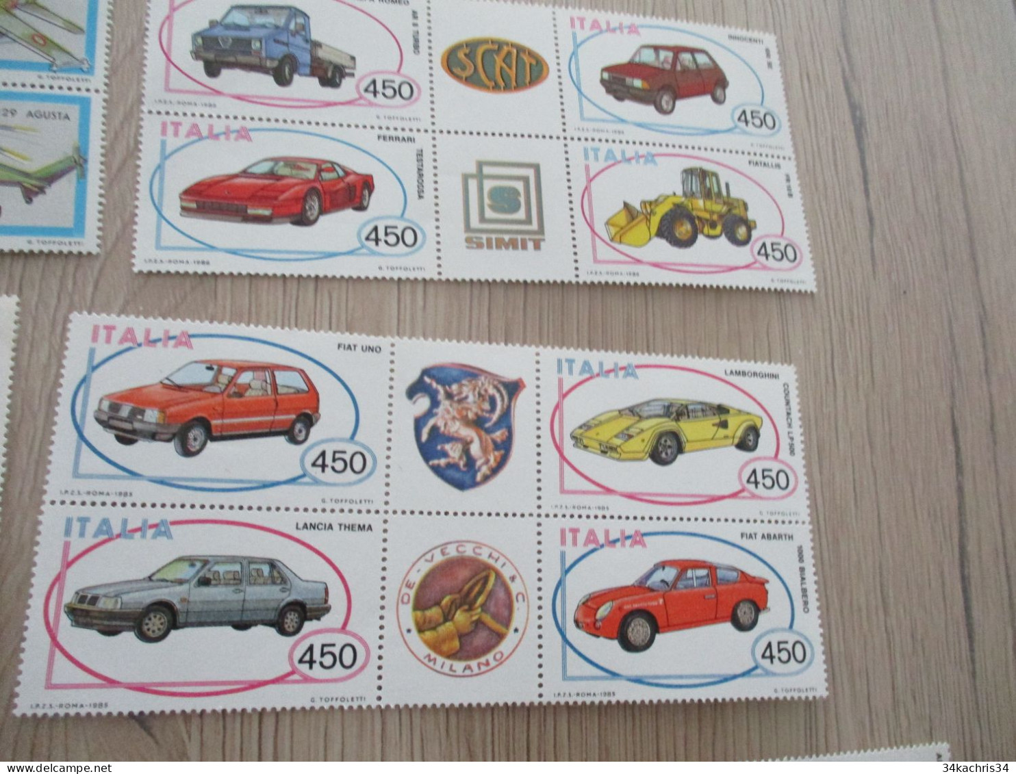 Italie Italia 7 Paires De Timbres Avec Inter Panneau Avion Air Plane Bateau Auto Automobile Neufs Sans Charnière - 1971-80: Mint/hinged