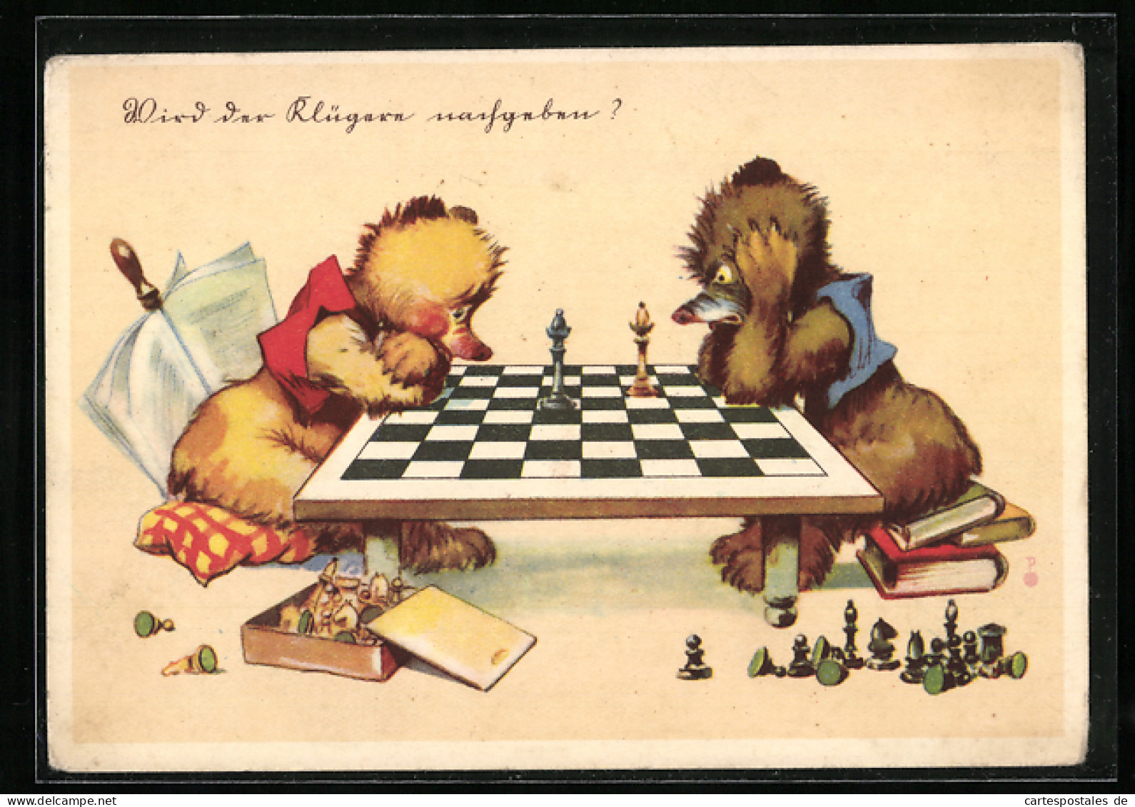 AK Wird Der Klügere Aufgeben, Bären Beim Schachspiel  - Echecs