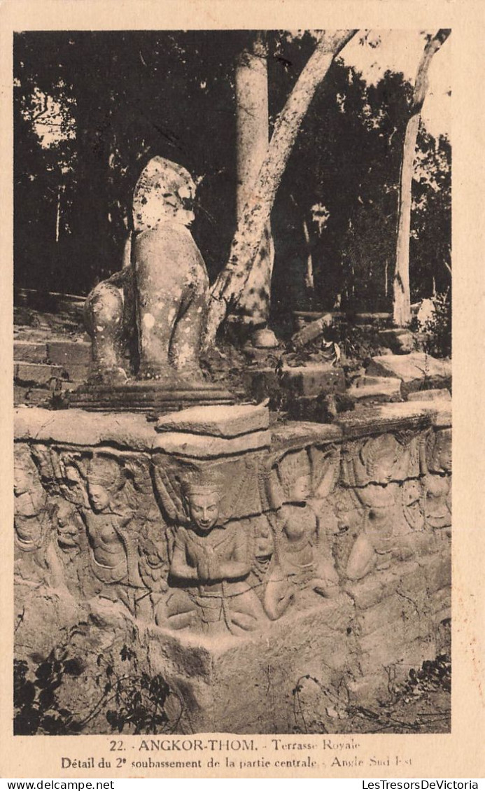 CAMBODGE - Angkor Thom - Terrasse Royale - Détail Du 2è Soubassement De La Partie Centrale - Carte Postale Ancienne - Camboya