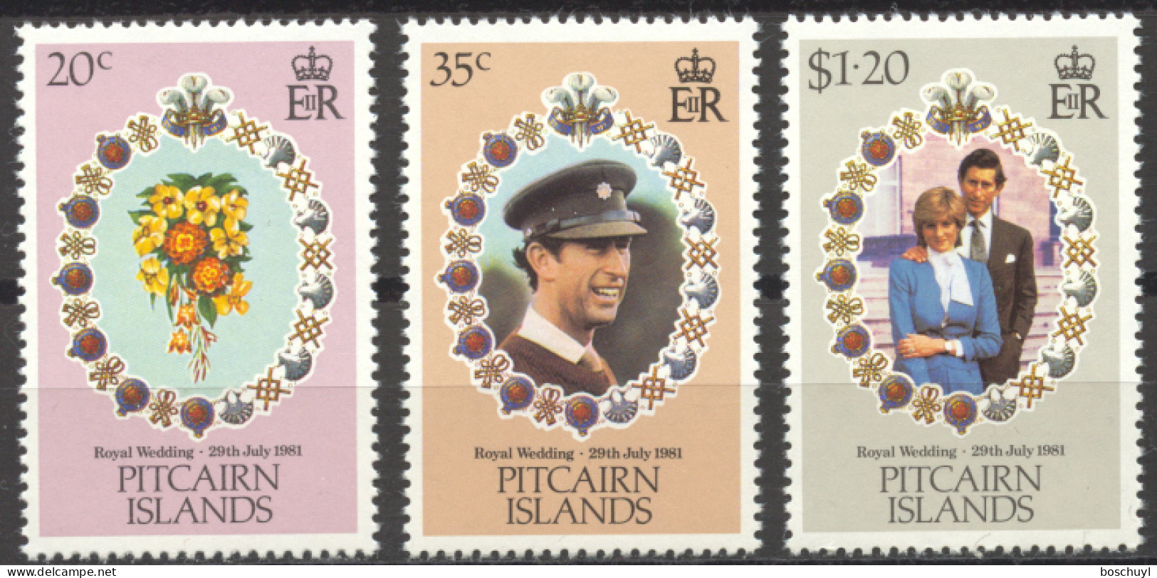 Pitcairn, 1981, Royal Wedding Prince Charles And Lady Diana, MNH, Michel 209-211 - Islas De Pitcairn