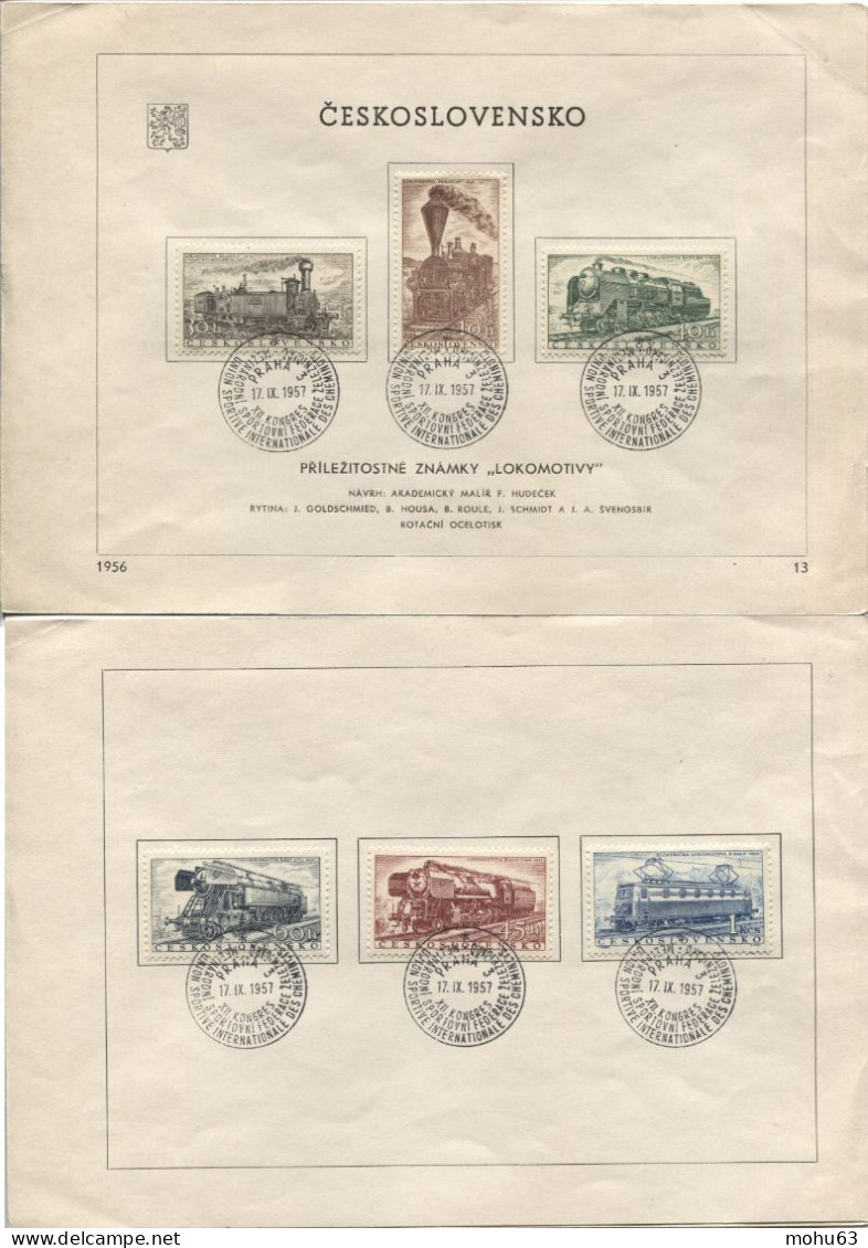 Tschechoslowakei # 988-993 Sonderblatt Intern. Eisenbahner-Sportvereine Sonderstempel 17.9.57 - Covers & Documents