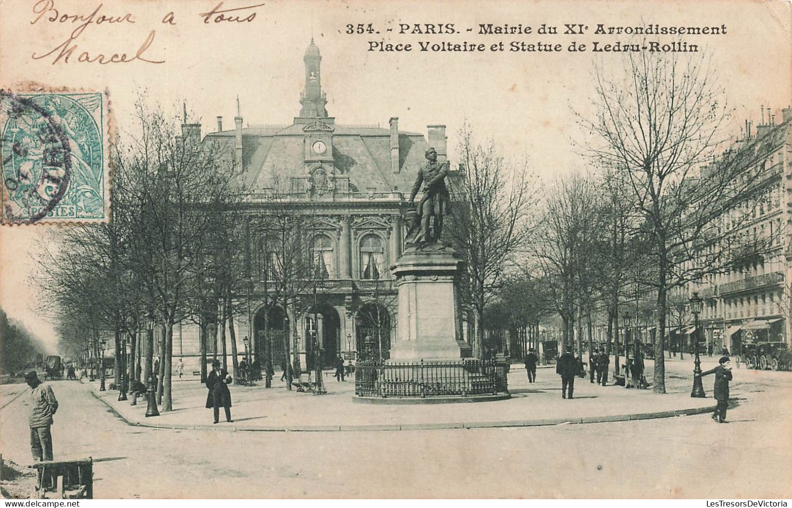 FRANCE - Paris - Mairie - Place Voltaire Et Statue De Ledru Rollin - Animé - Carte Postale Ancienne - District 11