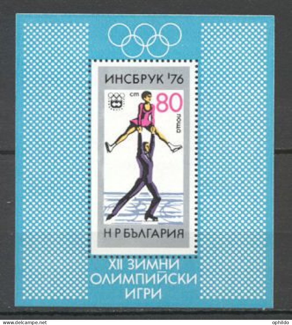 Bulgarie    BF   59    * *      TB   Sport  Patinage  JO  Innsbruck  1976 - Blocs-feuillets