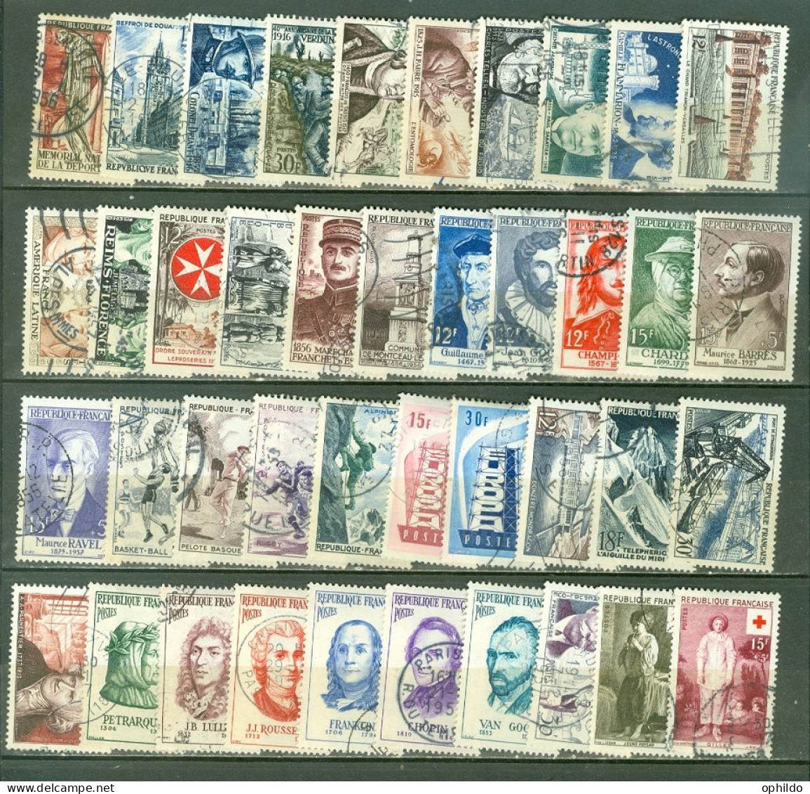 France  Année Complete 1956  Ob  TB    - 1950-1959