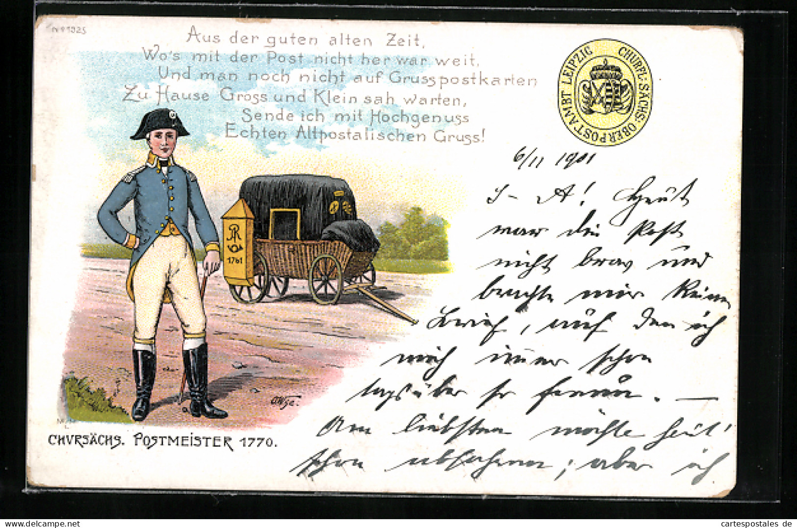Lithographie Chursächsischer Postmeister Im Jahr 1770  - Poste & Facteurs