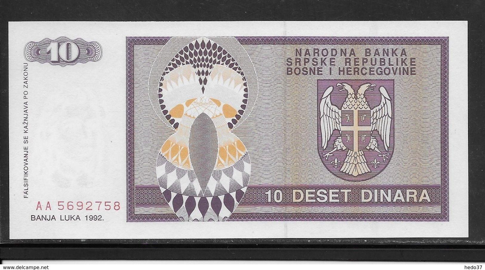 Bosnie-Herzegovine -  10 Dinara - Pick N°133 - Neuf - Bosnië En Herzegovina