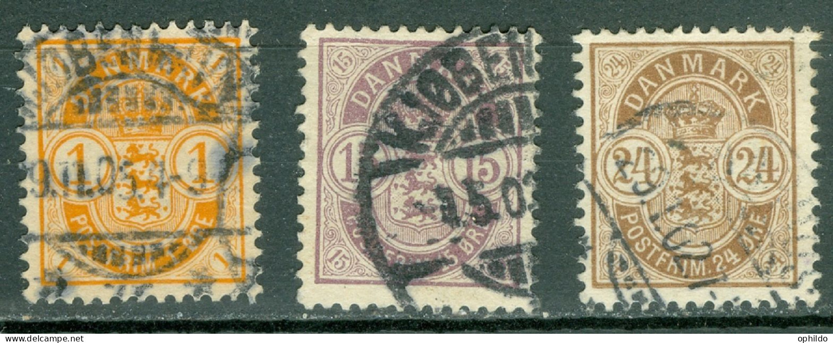 Danemark   Yvert 38/40  Ou  Michel  37/39   Ob  TB   - Used Stamps