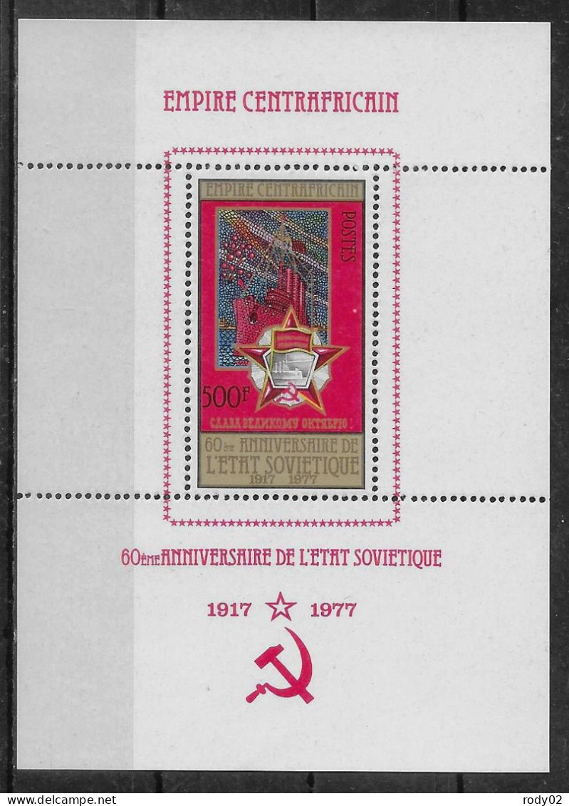 CENTRAFRIQUE - 60EME ANNIVERSAIRE DE L'ETAT SOVIETIQUE - LENINE - N° 362 A 367 ET BF 26 - NEUF** MNH - Lénine