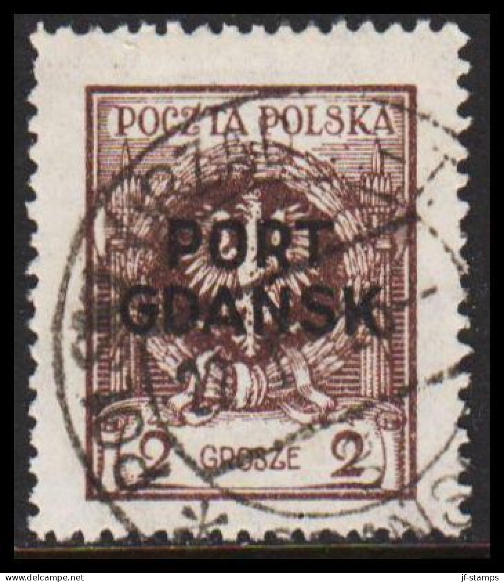 1925. DANZIG. Polnische Post Im Hafen Von Danzig (port Gdansk). PORT GDANSK On 2 GR. LUXUS Canc... (MICHEL 2) - JF544086 - Port Gdansk