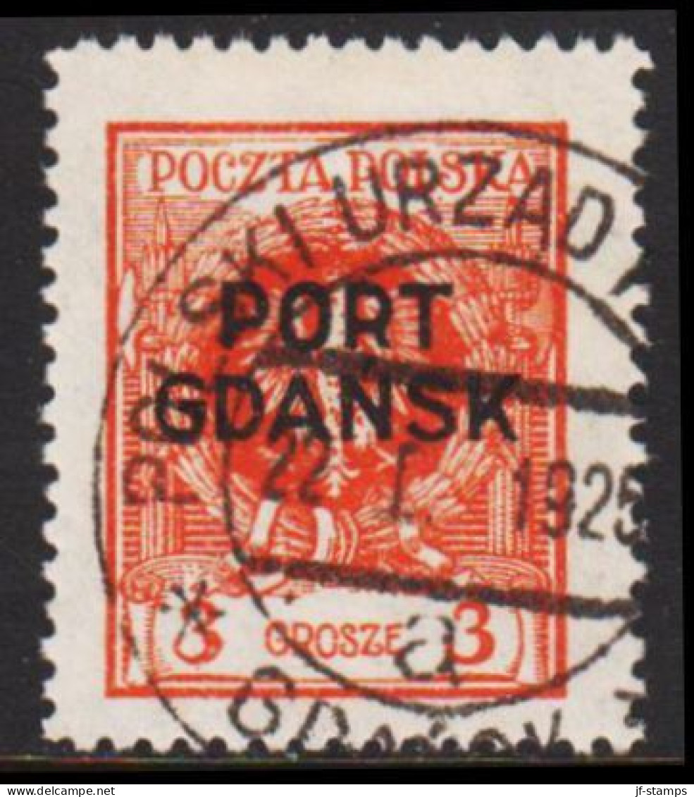 1925. DANZIG. Polnische Post Im Hafen Von Danzig (port Gdansk). PORT GDANSK On 3 GR. LUXUS Canc... (MICHEL 3) - JF544087 - Port Gdansk