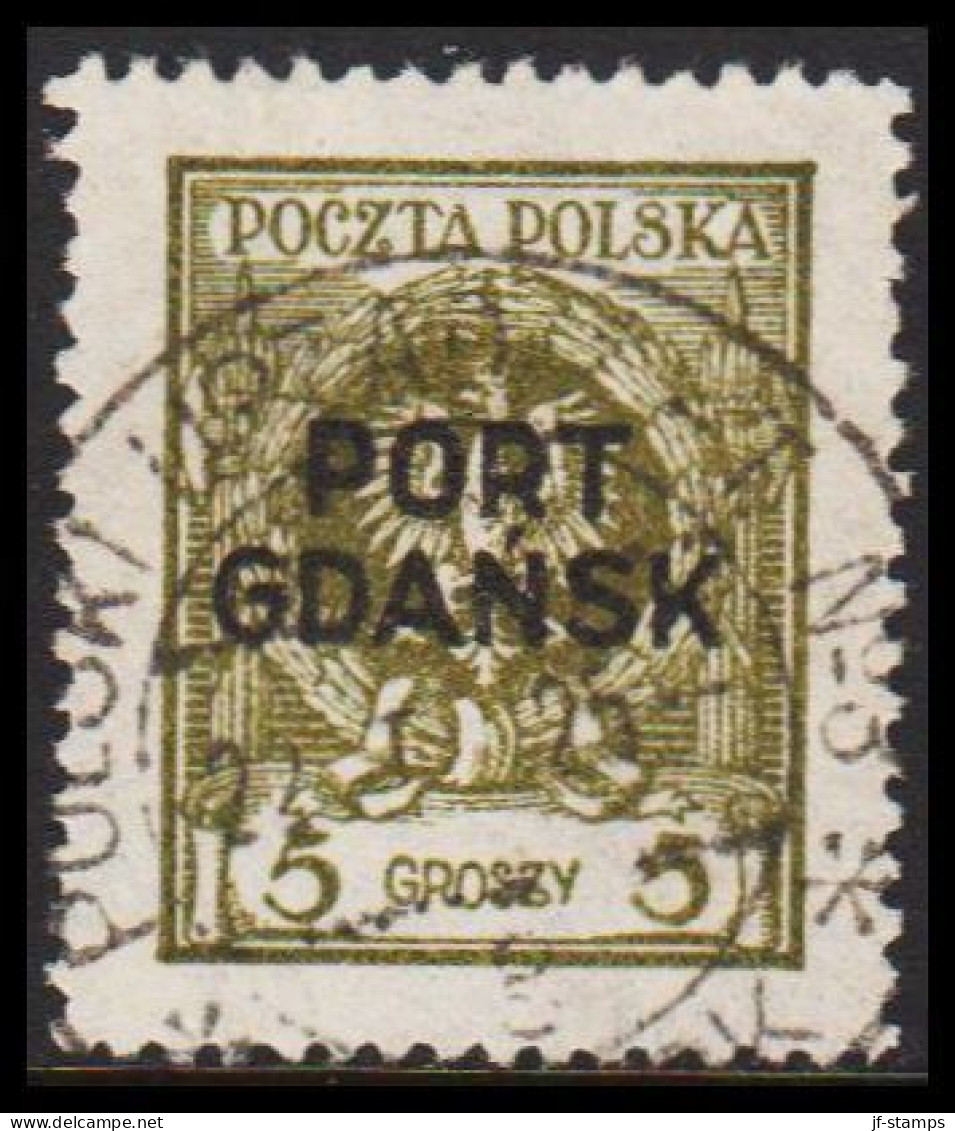 1925. DANZIG. Polnische Post Im Hafen Von Danzig (port Gdansk). PORT GDANSK On 5 GR. LUXUS Canc... (MICHEL 4) - JF544088 - Port Gdansk