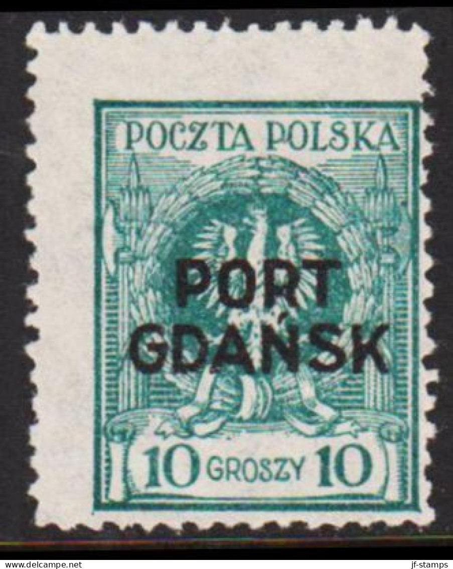 1925. DANZIG. Polnische Post Im Hafen Von Danzig (port Gdansk). PORT GDANSK On 10 GR. No Gum. (MICHEL 5) - JF544089 - Port Gdansk