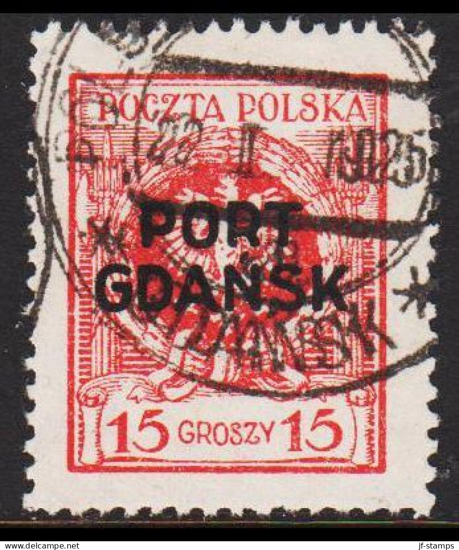 1925. DANZIG. Polnische Post Im Hafen Von Danzig (port Gdansk). PORT GDANSK On 15 GR.  (MICHEL 6) - JF544090 - Port Gdansk