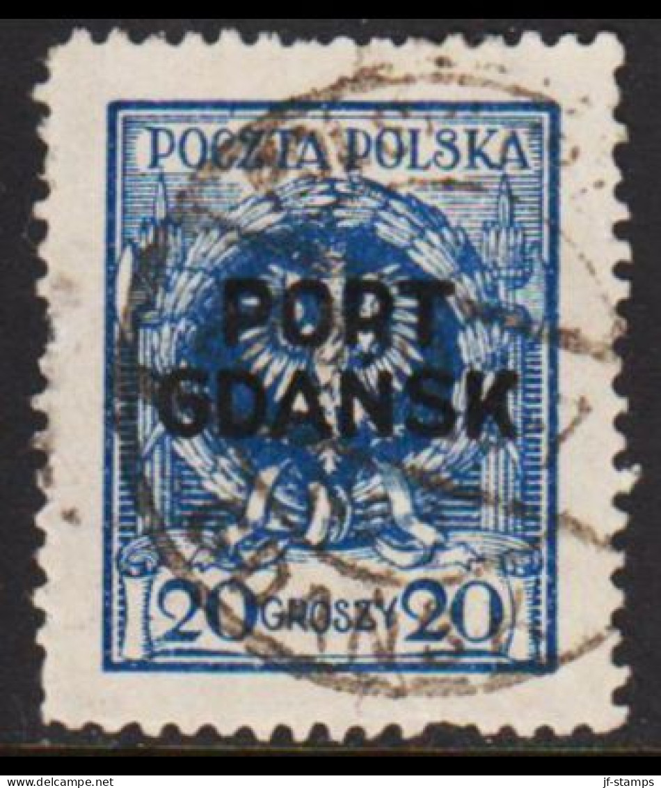 1925. DANZIG. Polnische Post Im Hafen Von Danzig (port Gdansk). PORT GDANSK On 20 GR.  (MICHEL 7) - JF544091 - Port Gdansk