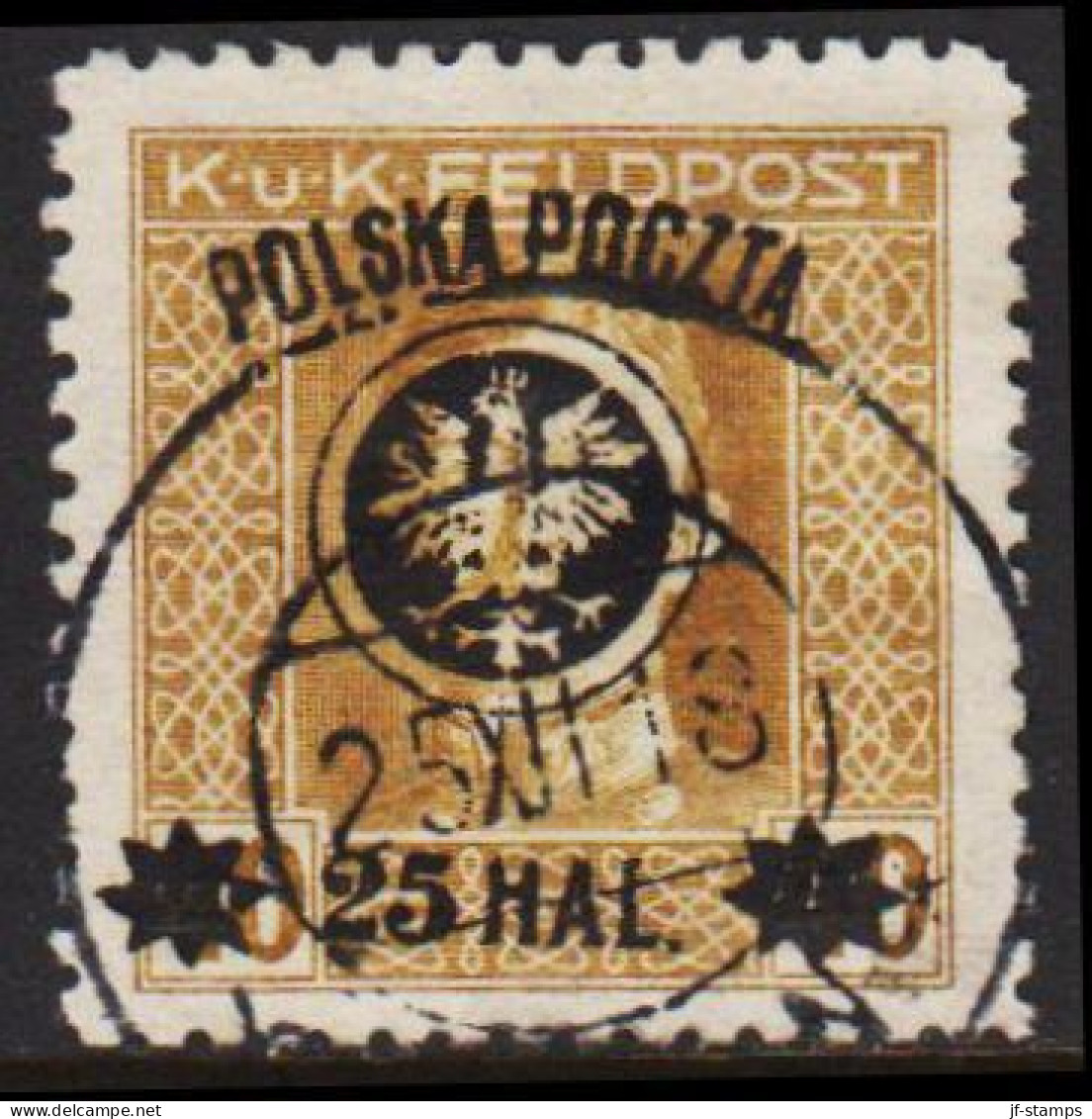 1918. POLSKA. POLSKA POCZTA On K UND K FELDPOST 25 Hal / 40 H Perf. 11½. Luxus Cancel. 25 XII... (Michel 23B) - JF544103 - Usati