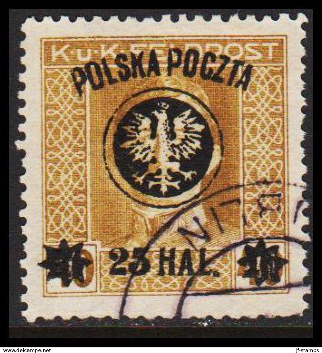 1918. POLSKA. POLSKA POCZTA On K UND K FELDPOST 25 Hal / 40 H Perf. 12½.  (Michel 23A) - JF544104 - Gebraucht