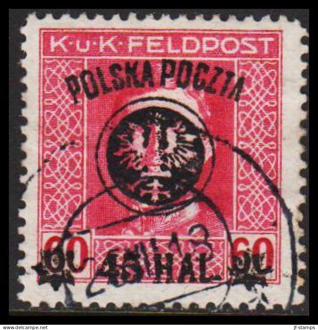 1918. POLSKA. POLSKA POCZTA On K UND K FELDPOST 45 Hal / 60 H Perf. 12½.  (Michel 24) - JF544105 - Used Stamps