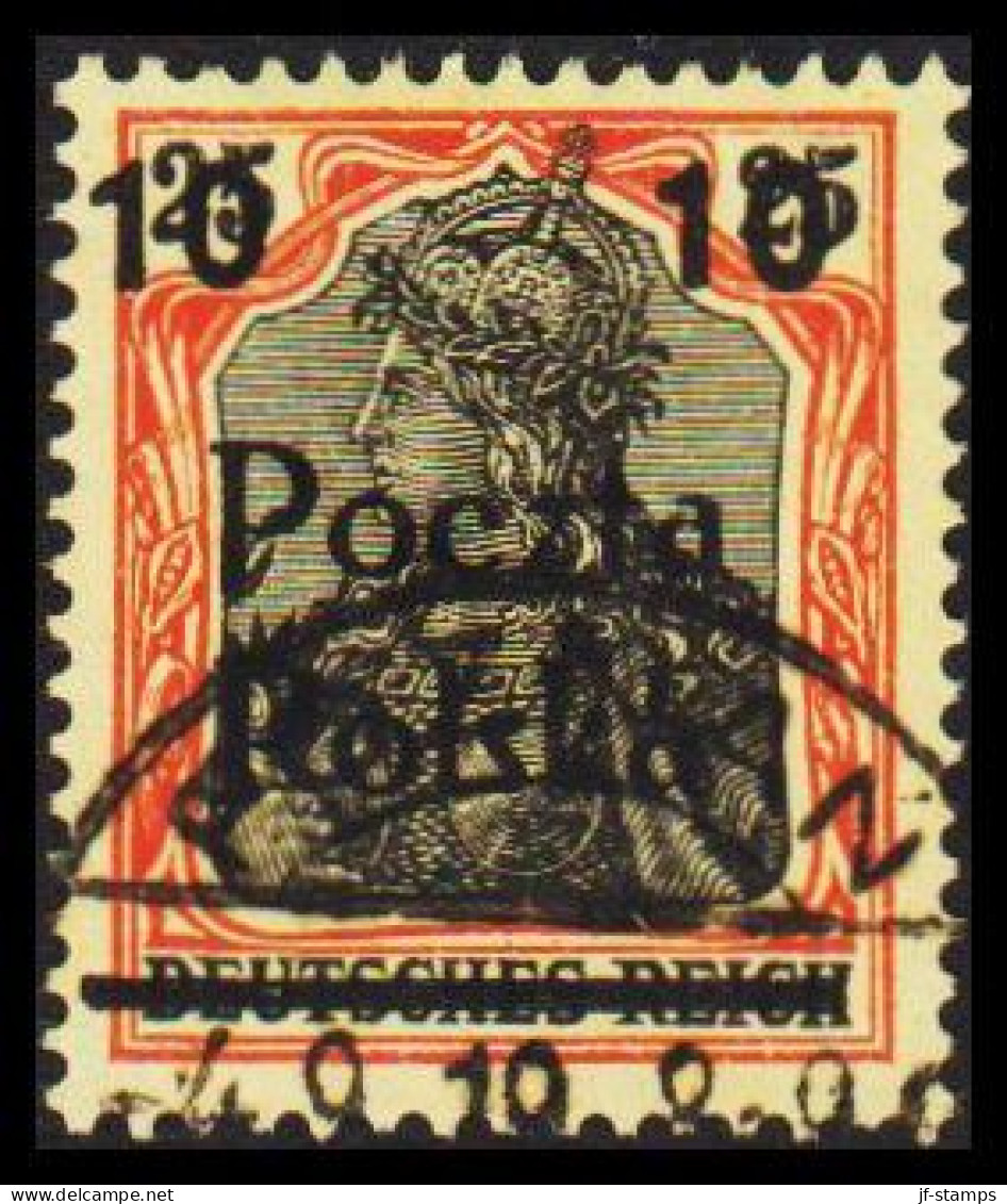 1919. POLSKA. Poczta Polska  10 10 Surcharge On 25 Pf. Germania Luxus Cancelled POZNAN 4.9.19... (Michel 133) - JF544115 - Used Stamps