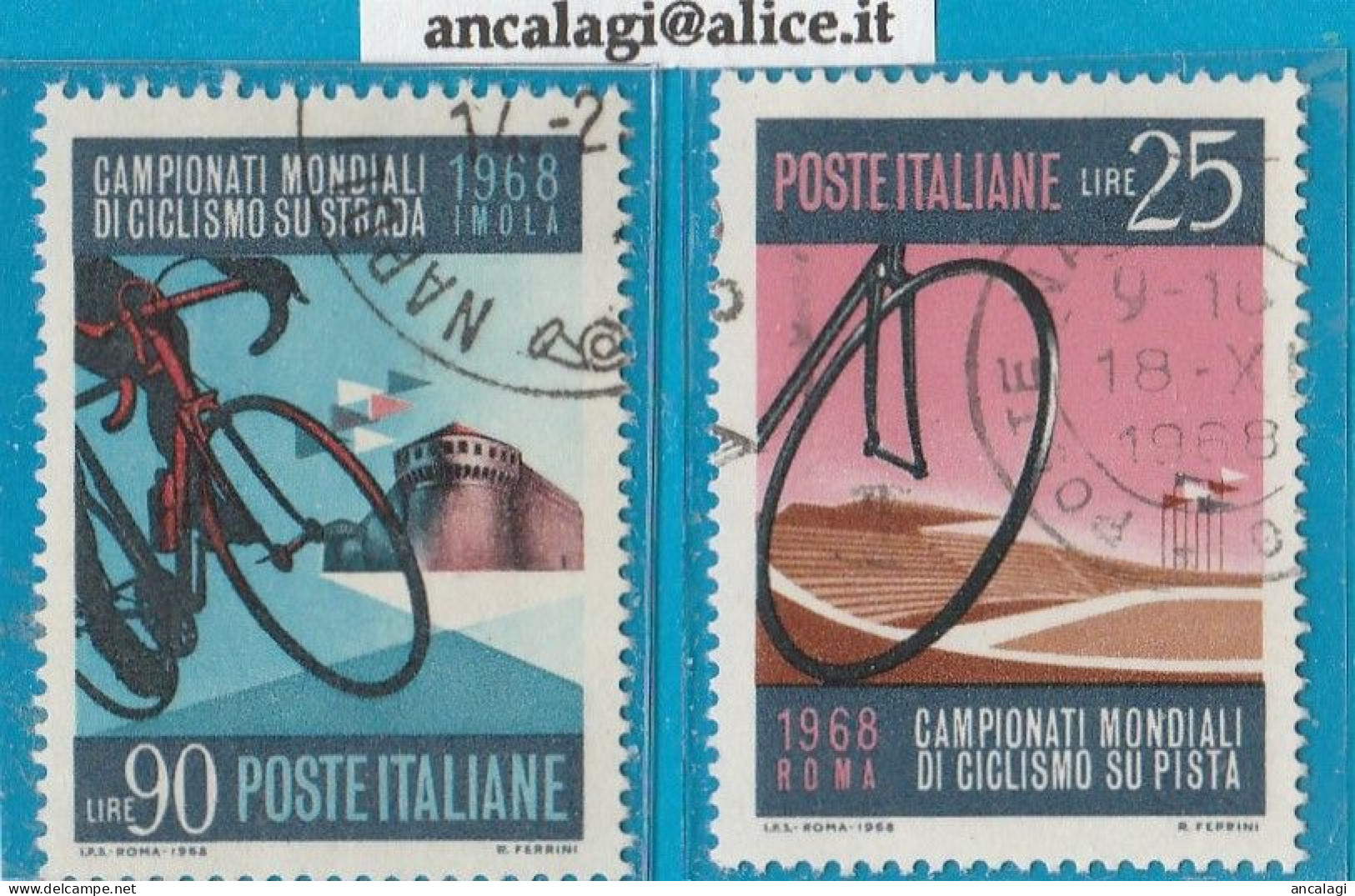 USATI ITALIA 1968 - Ref.0238A "MONDIALI DI CICLISMO" Serie Di 2 Val. - - 1961-70: Oblitérés