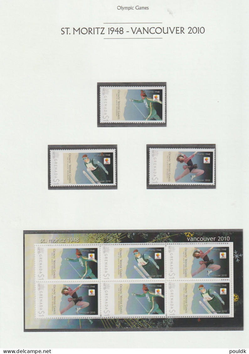 Grenada 2010 Olympic Games In Vancouver, Commerating St.Moritz 1948 Souvenir Sheet Set MNH/**. Postal Weight 0,09 Kg - Hiver 2010: Vancouver